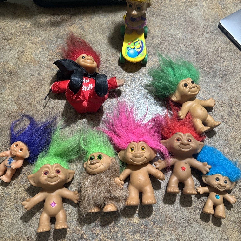 Vintage Lot Of Trolls (9) Toys 90s Dolls